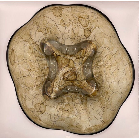 Rare Murano Styled Art Glass Large Crackle Base Plater/Dish - Picture 1 of 9